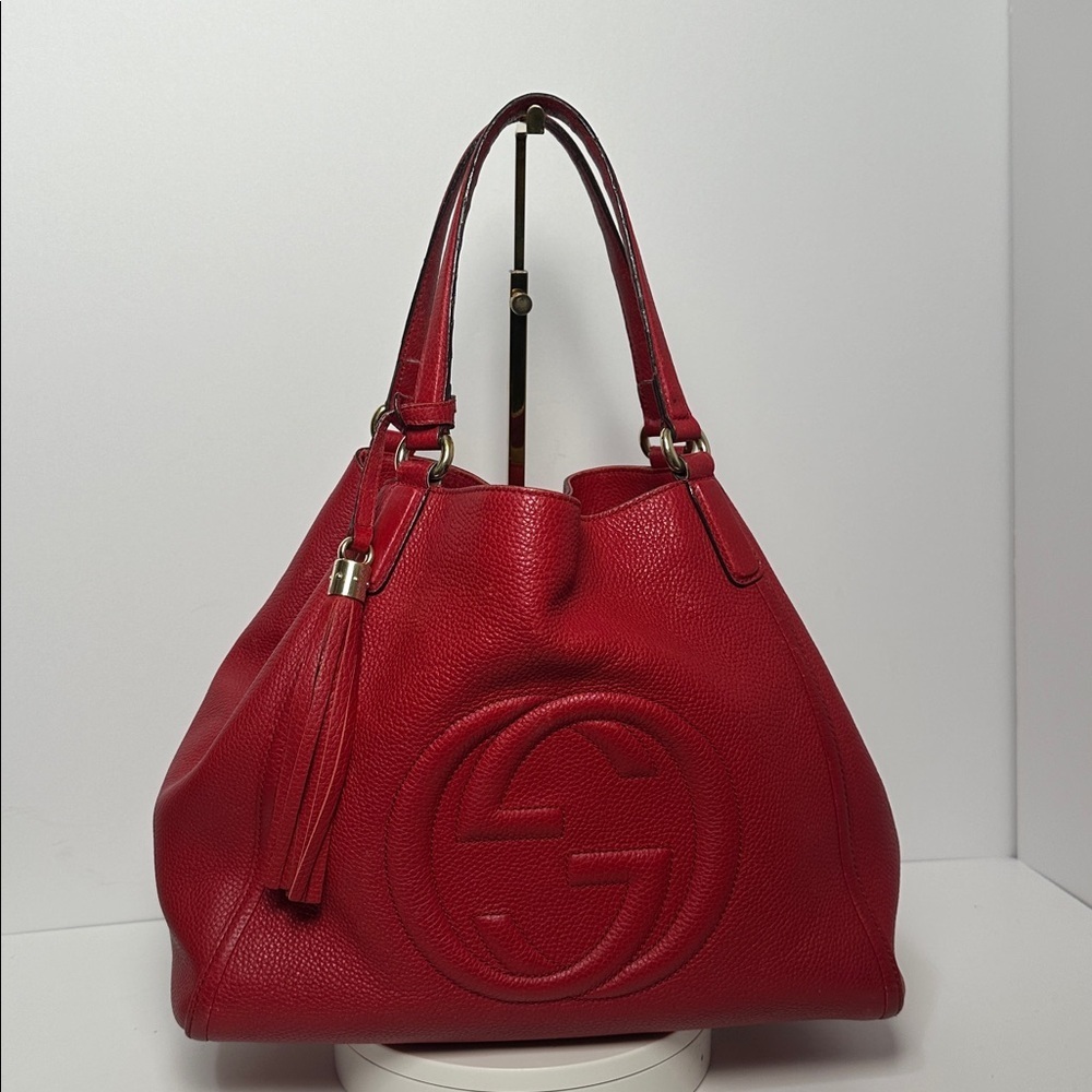 💯Authentic Gucci Soho Red Leather Tote Bag🍀